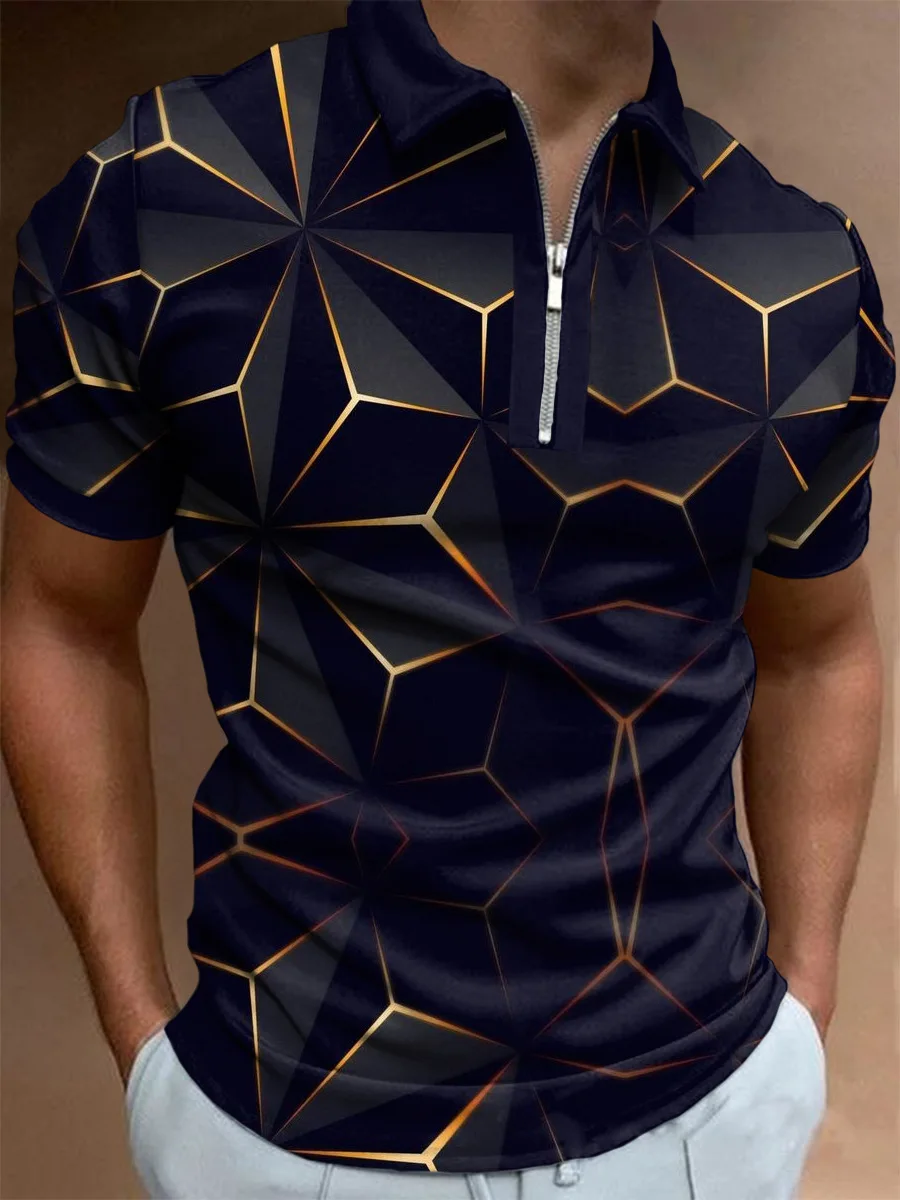 Popular POLO Lapel New Casual Short-sleeved 3D Pattern Summer Daily T-shirt