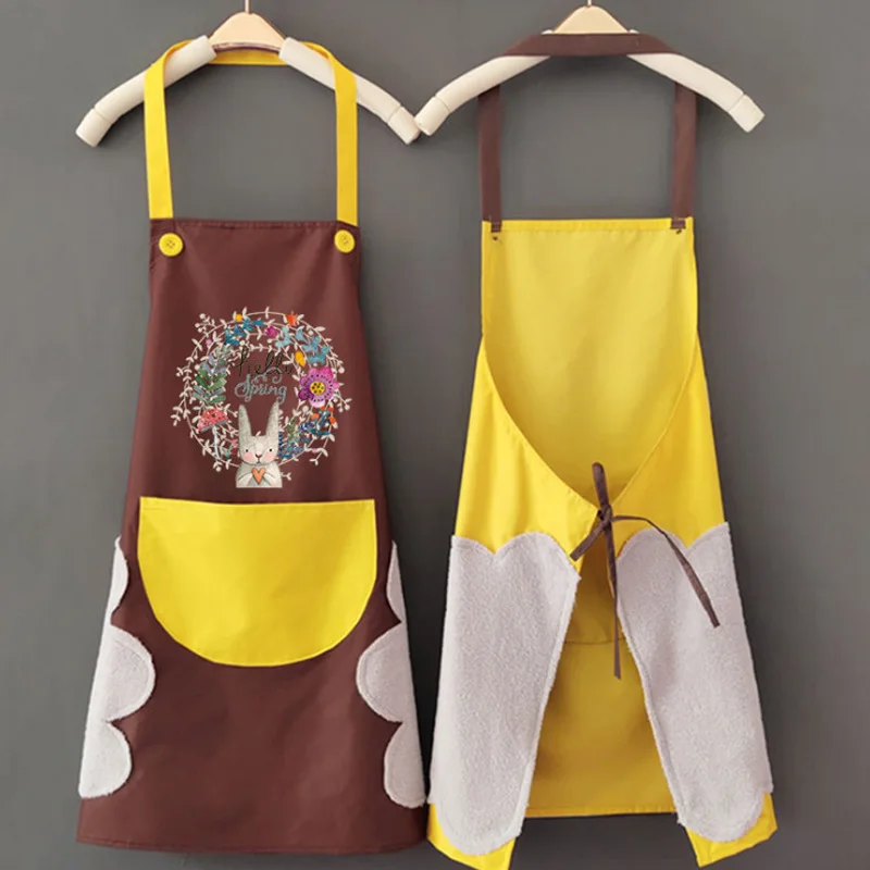 

Kitchen Wipeable Waterproof Oil-Proof Cartoon Wreath Rabbit Kitchen Nail Shop Apron for Women Baking Accessories 90*70cm