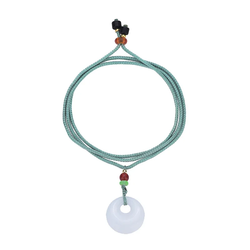 Простое Ожерелье в этническом стиле унисекс зеленое искусственное плетеное