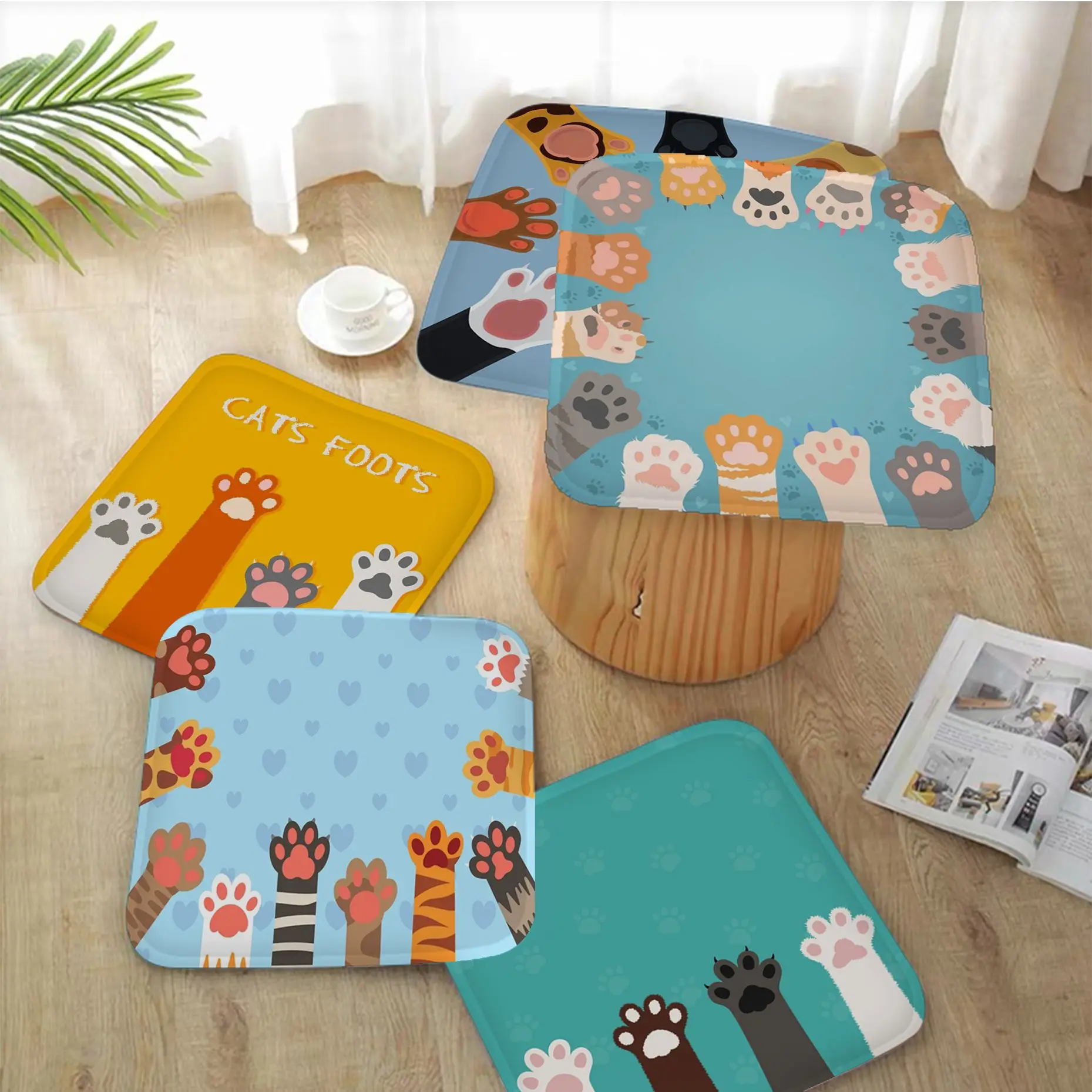 

Cute Cartoon Cat Paw Creative Seat Cushion Office Dining Stool Pad Sponge Sofa Mat Non-Slip Sofa Cushion