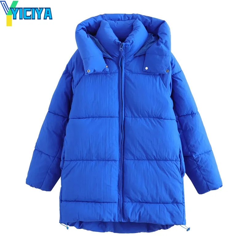 YICIYA Women's Winter Jackets Coat 2023 Fashion Thick Warm Solid Hooded Zip Parkas Female Clothing Proof Outerware Coat New Hot