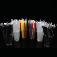 100pcs clear individually wrapped drinking pp straws tea event party durable drinks straws smoothies thick holiday