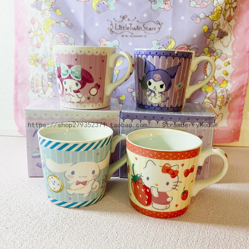 

240 мл Kawaii Sanrio кружка Kitty Kuromi My Melody Cinnamonroll керамическая кружка для питья милые девушки для учебы работы аниме Мультяшные чашки подарок