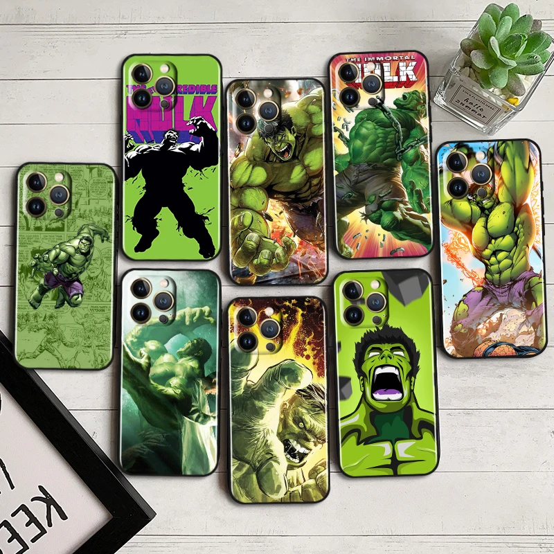 Marvel superhero Hulk Black Phone Case For iPhone 14 13 12 Mini 11 XS Pro Max X XR 8 7 6 Plus 5 SE 2020 Cover Shell Capa Coque