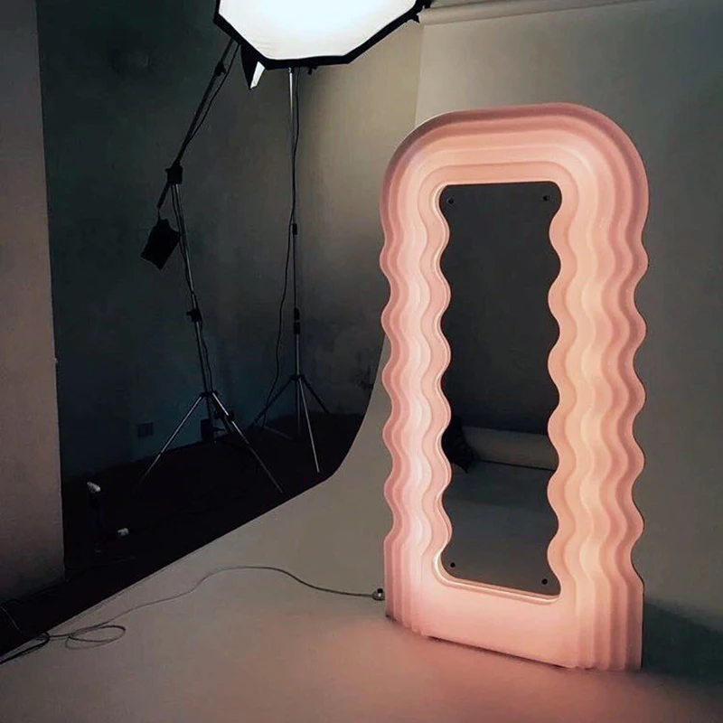 

Nordic Large Round Full Length Mirrors Standing Irregular Corrugated Plastic Glass Mirrors Espelho Decorativo Home Decorations