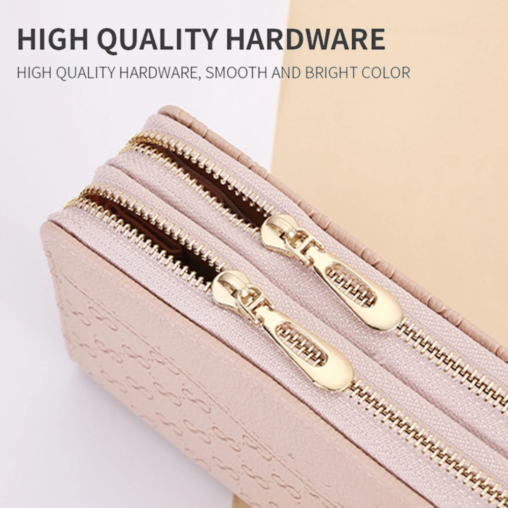 Fashion All-match Mobile Phone Bag Waterproof PU Leather Zippered Card Holder For Daily Casual Activities
