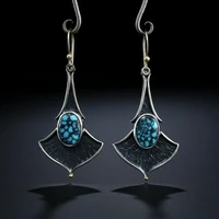 new and unique retro silver color flame labrador stone bohemian style hanging earrings