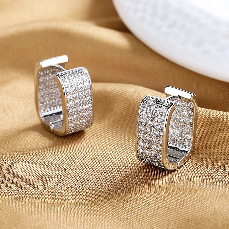 

Temperament Zircon Square Female Earrings Hoop Designer Earrings For Women Wedding Earring Valentine's Day Gift Jewelry