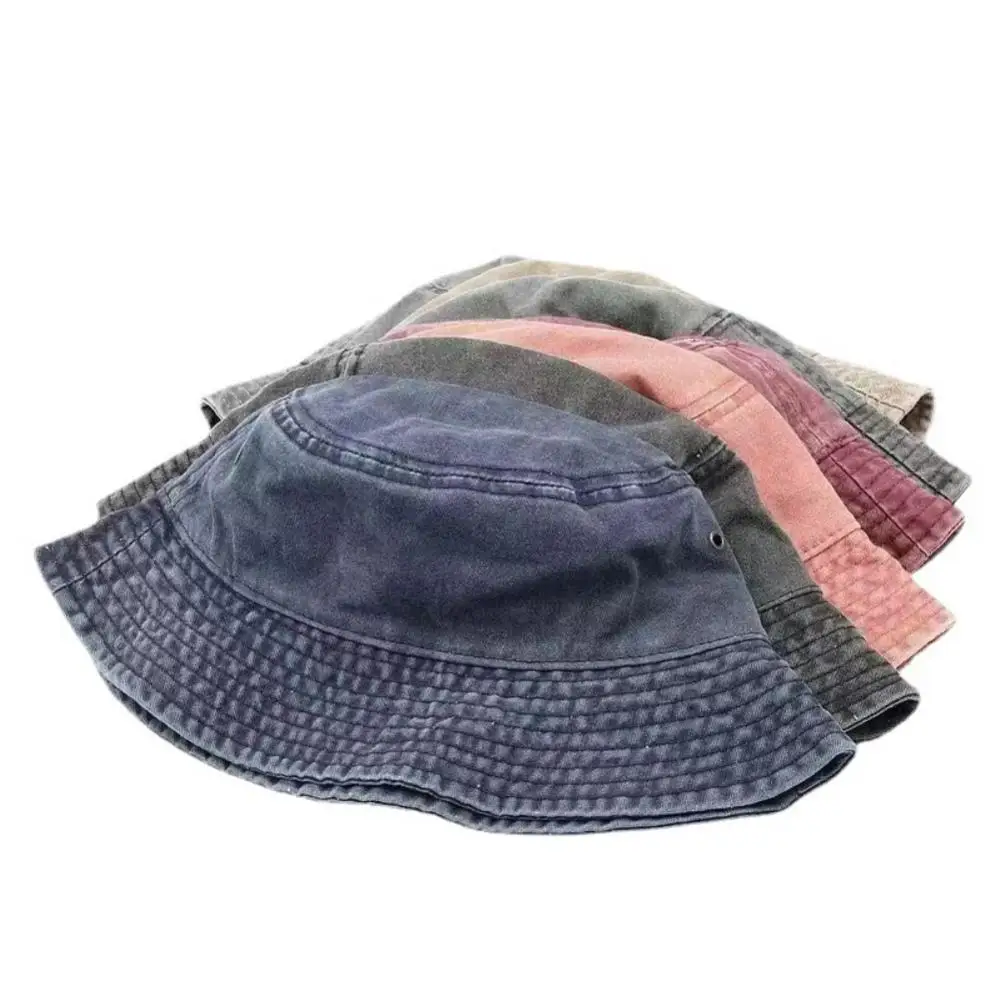 Vintage Denim Bucket Hat Breathable Sunscreen Cap Mens And Womens Washed Cotton Spring And Summer Fishermans Hat Panama Hat images - 6