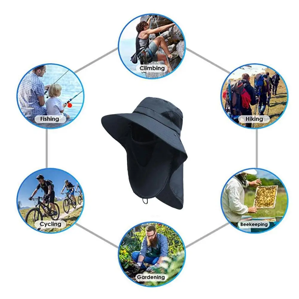 Летние быстросохнущие шапки с защитой шеи закрывающие шею Мужские дышащие