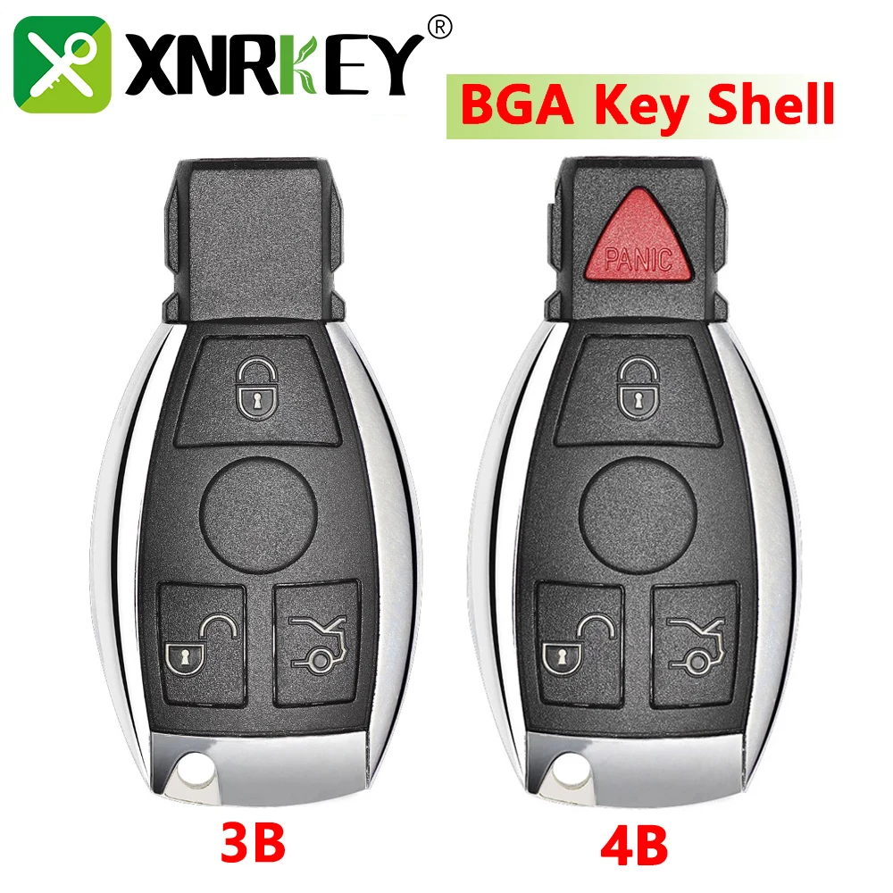 

XNRKEY 3/4 Button BGA Remote Key Shell Fob for Mercedes Benz A C E S Class GLK GLA W204 W212 W205 Replace Car Key Case Cover