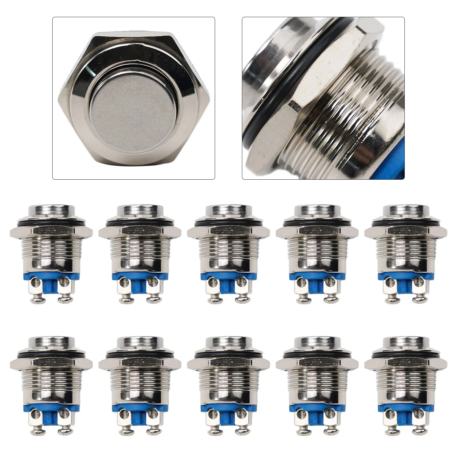 10 шт. 12 в 16 мм металлическая Водонепроницаемая кнопка мгновенного включения