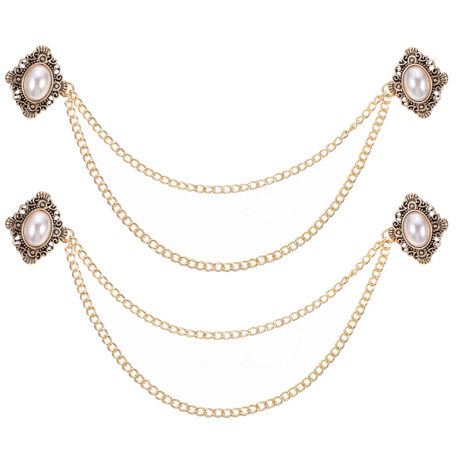 

2 Pcs Mens Sweater Dress Chain Brooch Clip Personality Breastpin Alloy Suit Man