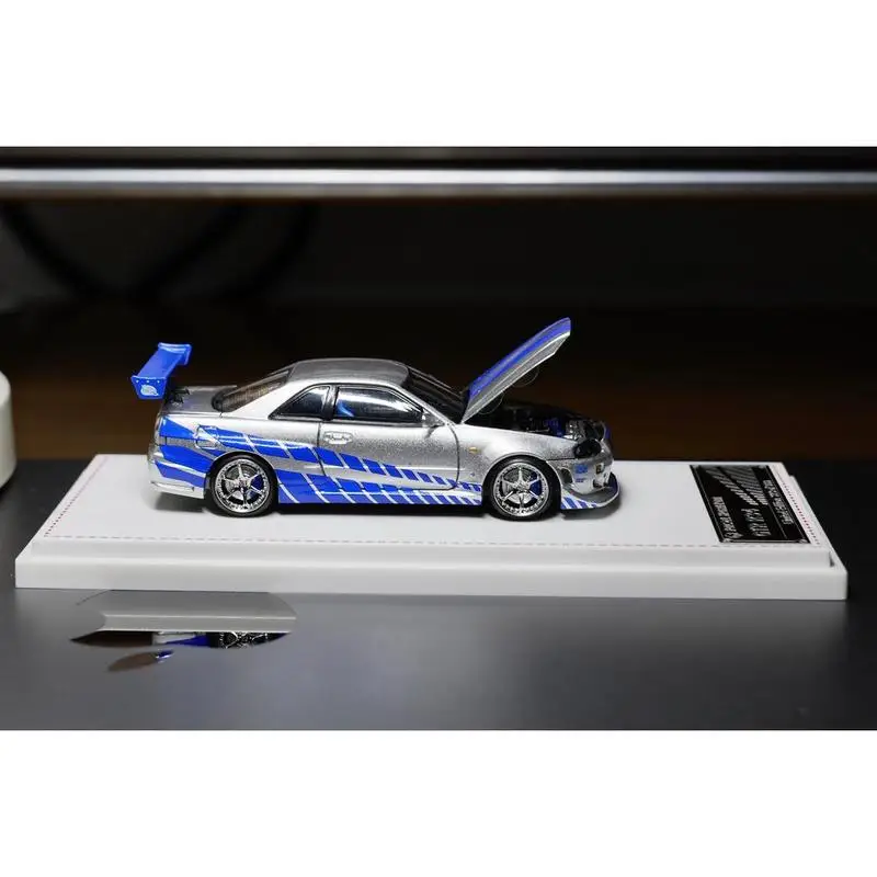 Фото Коллекционная модель автомобиля Focal Horizon 1/64 Nissan Skyline GT-R R34 из серии «Форсаж», литая под давлением, из сплава, имитация, игрушка-подарок для мальчиков №4