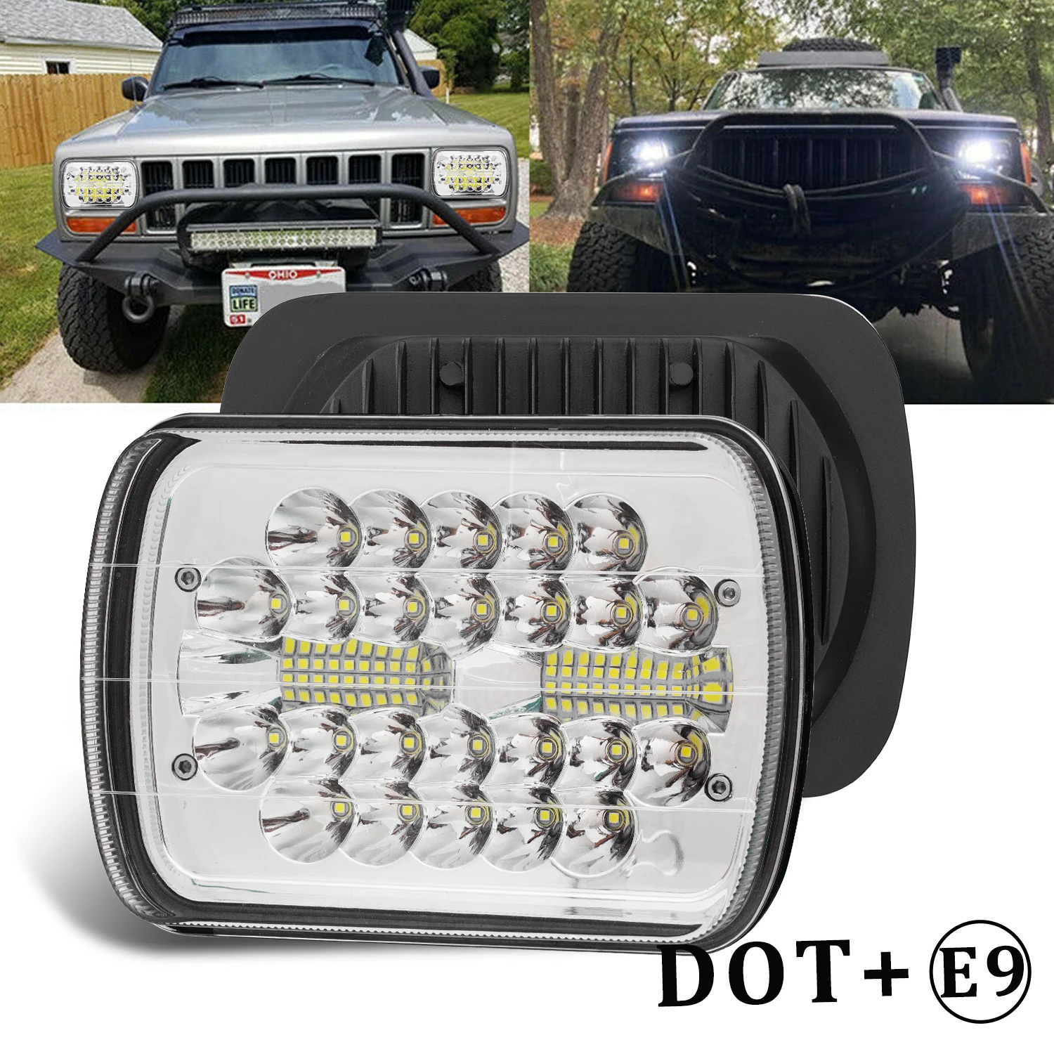 

7 inch 180W 5x7" 7x6 LED Headlight Hi/Lo DRL Beam for Ford E-100 E-150 E-250 E-350, 12V 6000K White H4-H13