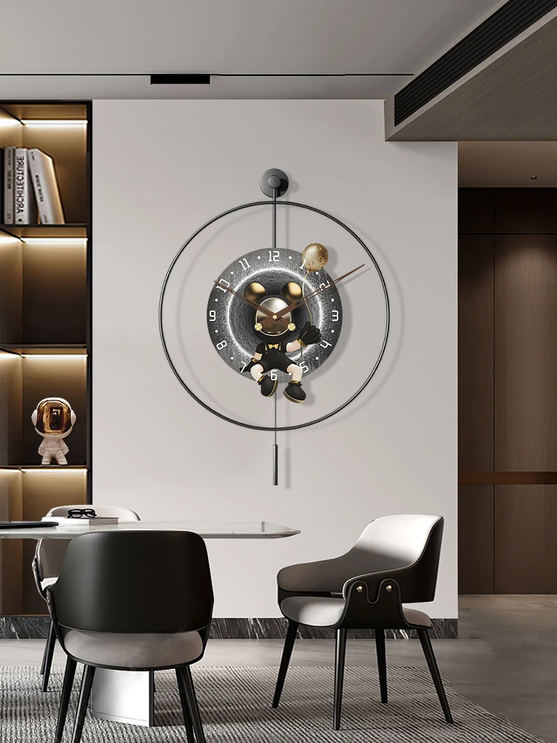 

Креативное модное украшение для ресторана, светильник с рисунком, роскошные современные настенные часы для гостиной, комбинированный фон, Настенный декор
