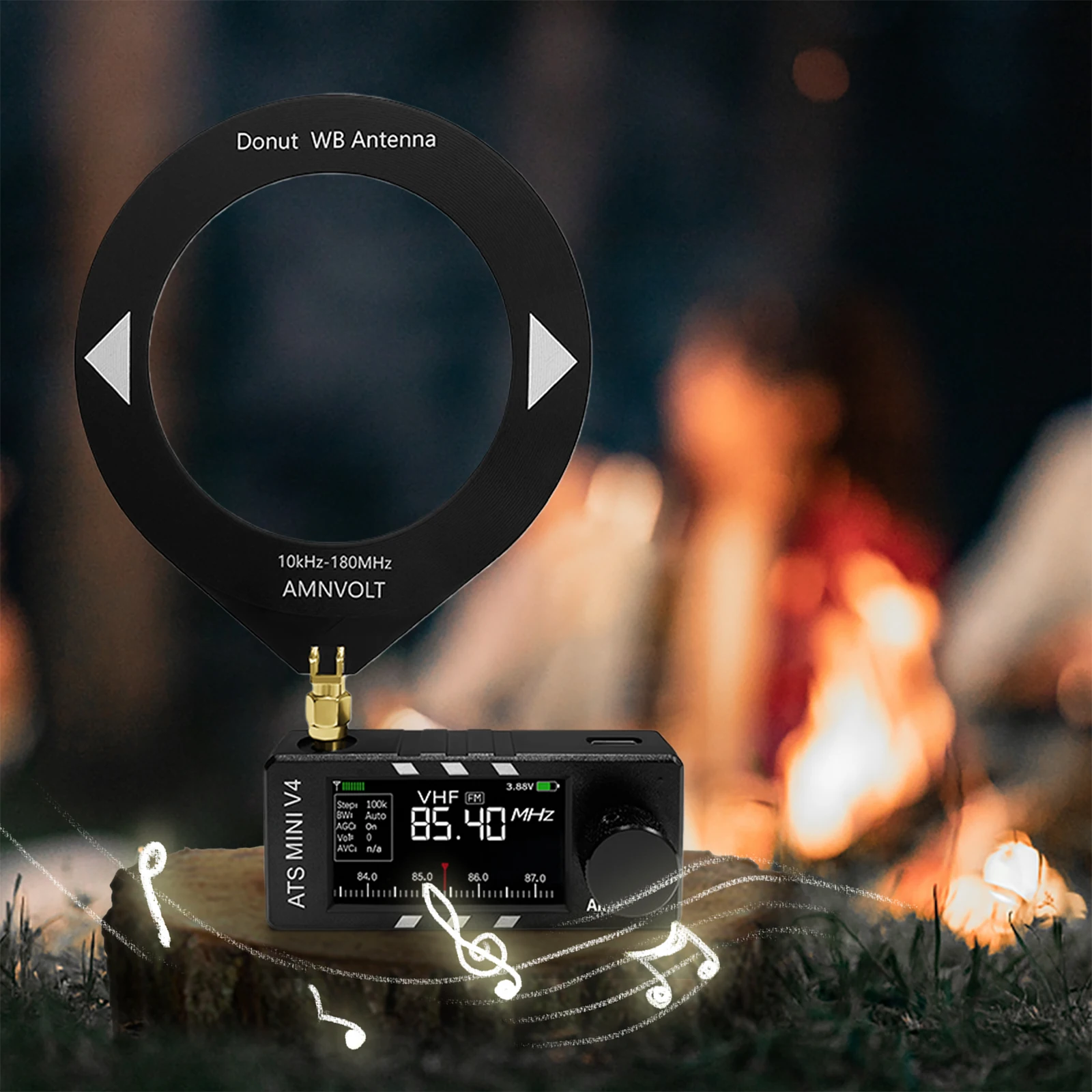 Фото Портативное AM/FM-радио AMNVOLT V4 ATS MINI с усилителем для наушников и 1,9-дюймовым IPS-экраном для прогулок, походов и кемпинга №3