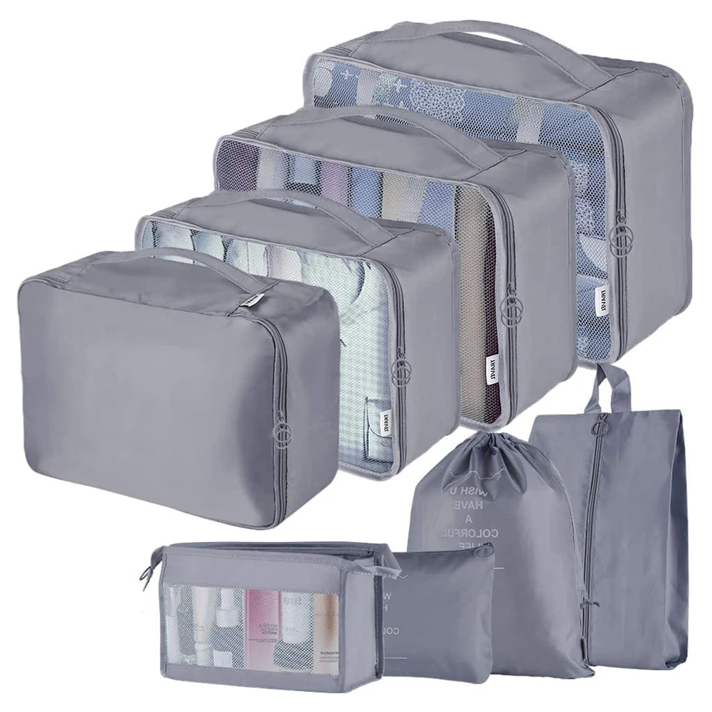 

Bag Clothes Shoes Packing Travel Travel Luggage Cubes Toiletry Organizer Waterproof 8pcs For Bags Packing Cubes Suitcases, Socks
