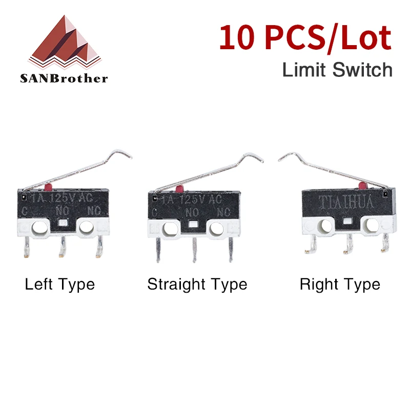 

10pcs/lot 3D Printer Mechanical Limit Switch 1A/125VAC Endstop Micro Switch for Prusa I3 Delta Kossel Makerbot Printer