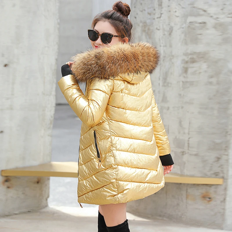 

2021 Nieuwe Vrouwen Winter Real Raccoon Dog Bontkraag Capuchon Witte Eend Down Jas Vrouwelijke Slanke Warme Lange Down