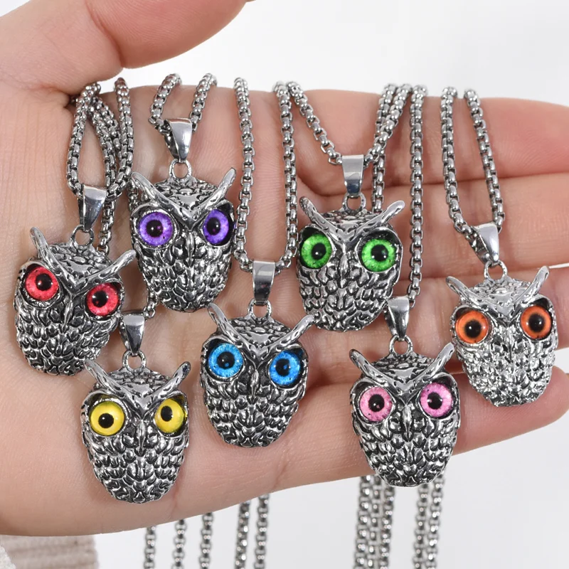 

Fashion Alloy Opal Pendant Necklace for Women Choker Lady Girl Owl Pendant Clavicle Chain Long Sweater Necklaces Accessories