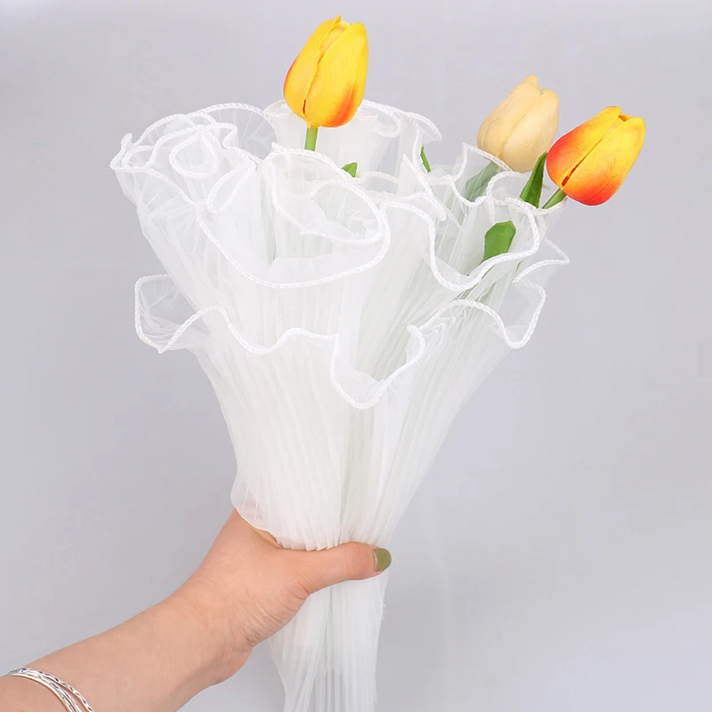 

28cmx4.5m/Roll Wave Yarn Flower Packaging Crafts Material Lace Mesh Pleated Gauze Wedding Florist Bouquet Gift Wrapping Supplies