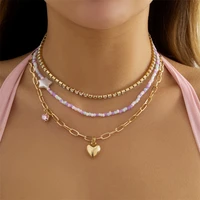 ailodo star heart choker seed beads strand necklace for women crystal chain party wedding necklace fashion jewelry girls gift