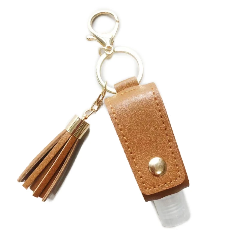 RXJC Бутылка для дезинфицирующего средства рук Кожаный брелок Герметичный