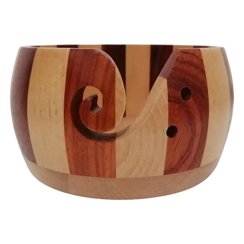 

Wooden Yarn Bowl With Lid Crochet Organizer Storage Holder Non-Slip Eco-friendly New Handmade DIY For Knitting Crochet Skeins