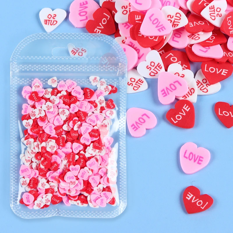 

10g Heart Shape Resin Shaker Fillers Polymer Clay Slices For Epoxy Resin Filling Love Hearts Soft Clay Romantic Pendant Keychain