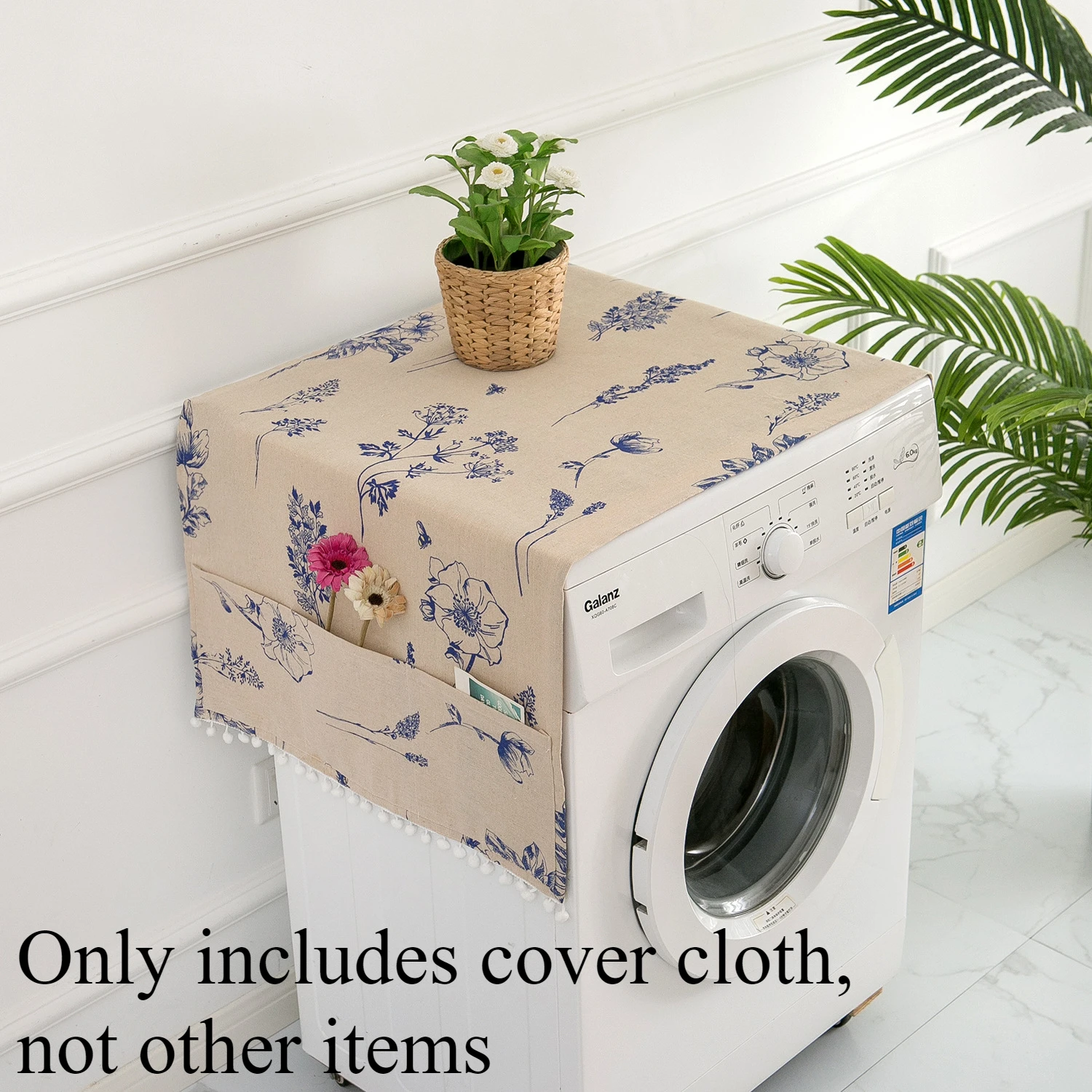 

Серый геометрический чехол для холодильника из полиэстера/хлопка