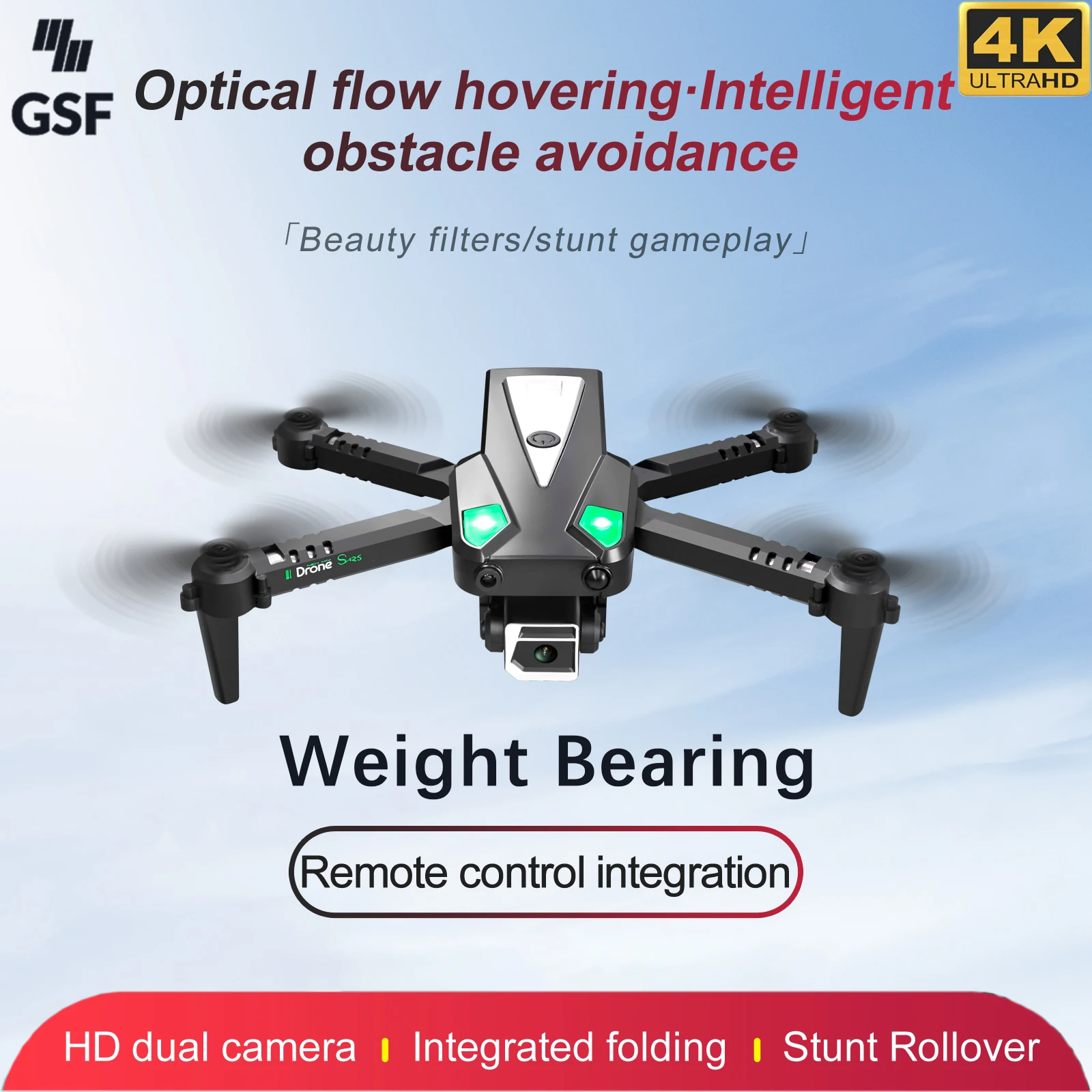 

GSF New S125 Mini Drone 4K Dual HD Camera Wifi Fpv RC Foldable Quadcopter Helicopter Altitude Hold Professional Dron Gifts Toys