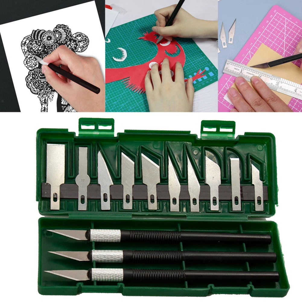 

13Pcs Set 140mm Art Multi-function Carving Cutter W/ Box High Carbon Steel Multi Blade For Cutting Woodworking Engraving Craft