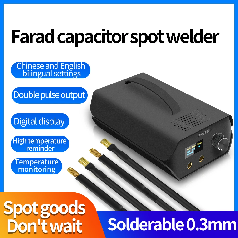 Portable Farad Capacitor Spot Welder Lithium Battery Welder Household Welding Double Pulse Solder 0.3mm Nickel Plated with LCD