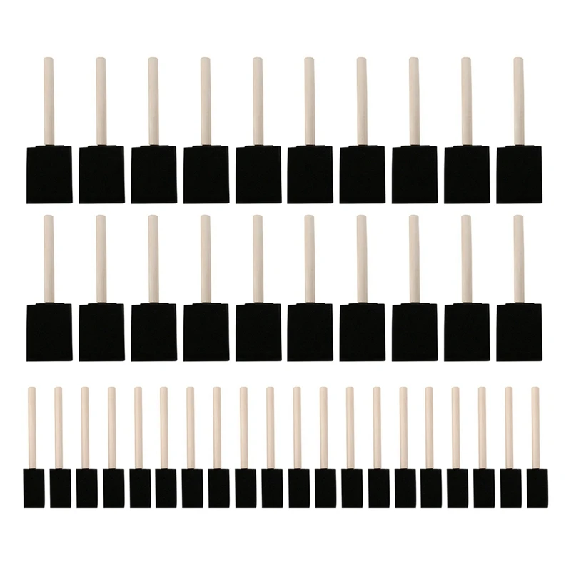 

120 Pcs Foam Sponge Paint Brush Wood Handle Paint Brush Set Painting Tool For Acrylics Stains Varnishes Art Supplies