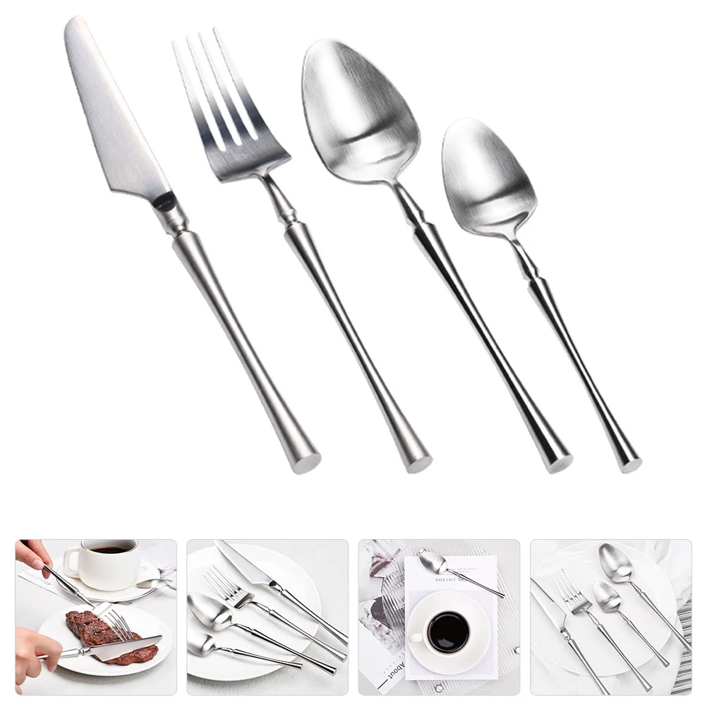 

Cutlery Tableware Set Spoons Fork Flatware Stainless Steel Spoon Steak Utensils Kit Dinnerware Party Eating Western Serving