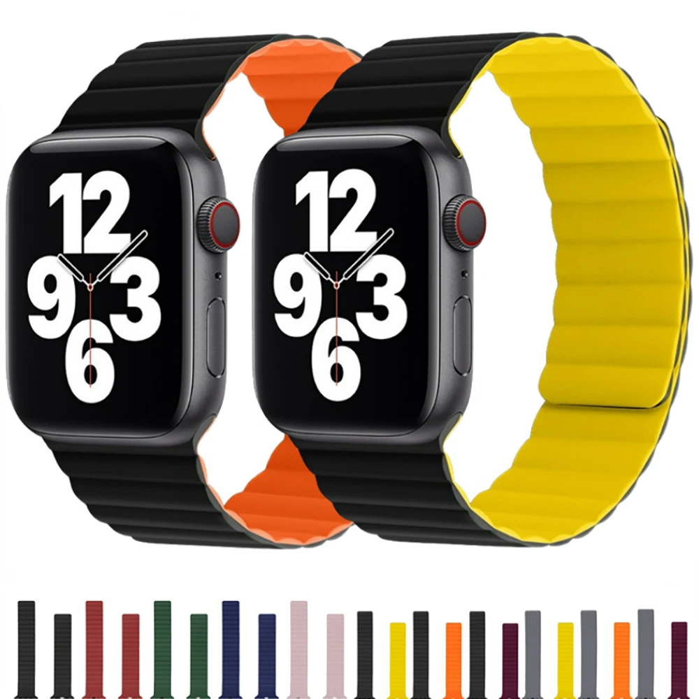

Ремешок силиконовый для Apple Watch Ultra 8 7 49 мм 45 мм 41 мм 654SE 44 мм 40 мм, магнитный браслет для Iwatch 3 2 42 38 мм