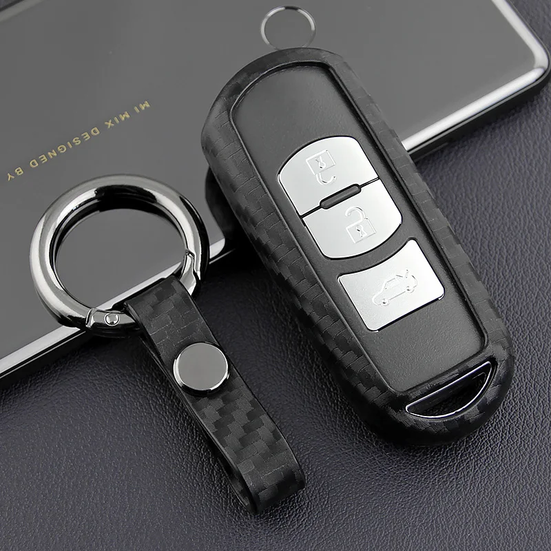 

Silicone Car Key Case Carbon Fiber Texture for Mazda 2 3 6 CX-3 CX-5 CX-9 MX-5 for Toyota Yaris iA Remote Fob Shell Cover