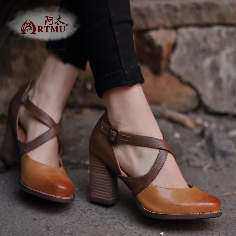 

Туфли-лодочки женские на толстом каблуке 8 см, из натуральной кожи