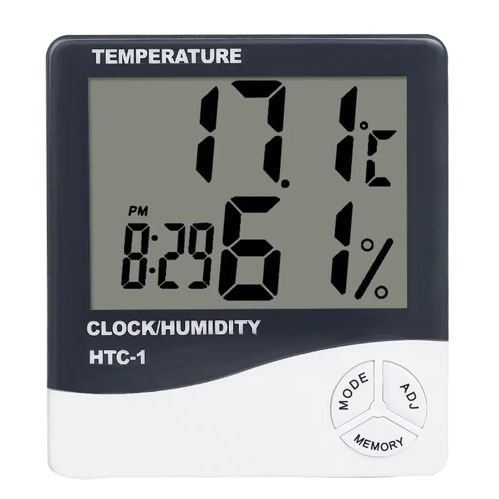 

LCD Alarm Clock Hygrometer LCD Digital Temperature Humidity Meter HTC-1 Home Indoor Outdoor hygrometer thermometer