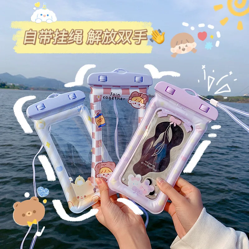 

Simple and Cute Cartoon Mobile Phone Waterproof Bag Mobile Phone Protective Case for 6.8 Inches and Below Mobile Phones