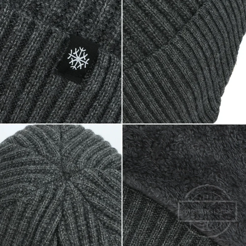 Уличная Мужская зимняя вязаная шапка плюшевая теплая Кепка с ушами повседневные