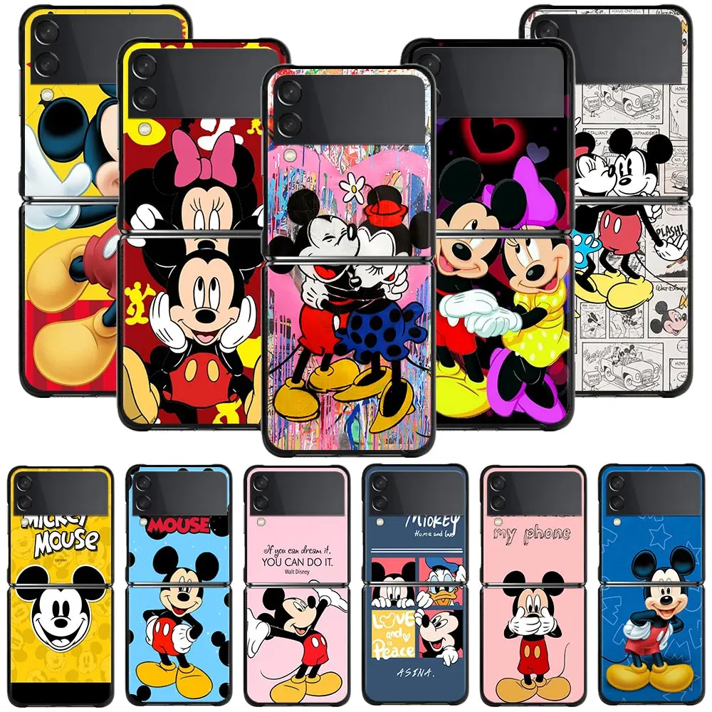 

Phone Case For Samsung Galaxy Z Flip 3 Z Flip3 5G Hard pc Capa zflip3 5G ZF Shockproof Folding Cover Mickey and Minne Cartoon