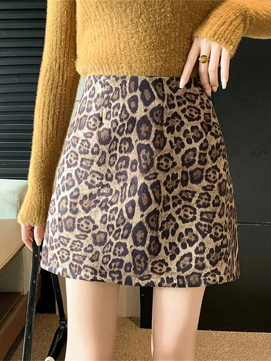 Модная замшевая мини-юбка с леопардовым принтом High Streeet женская облегающая