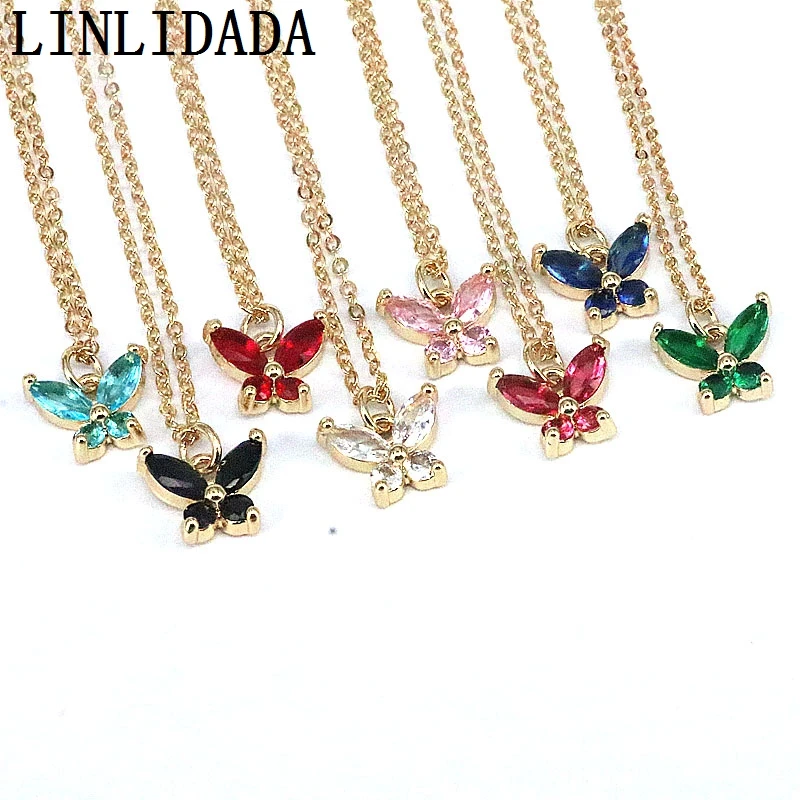 

10 шт. модное женское ожерелье с разноцветным кубическим цирконием и милой бабочкой для женщин и девушек ювелирные изделия вечерние Ринок