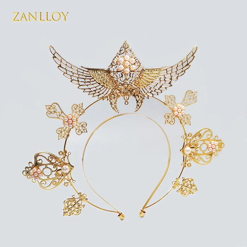 

ZANLLOY модный ободок с ореолом, Женская корона, свадебная тиара с жемчугом, свадебный головной убор