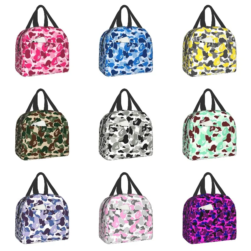 Luxury Pink Camo Camouflage Thermal Insulated Lunch Bags Women Portable Lunch Tote for School Office Outdoor Storage Food Box