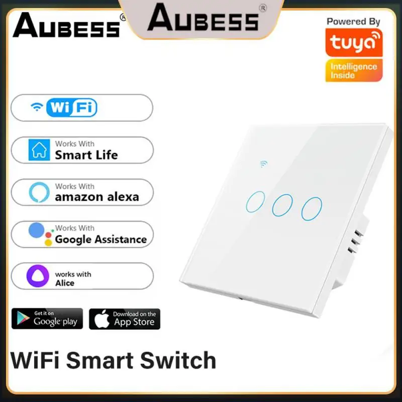 

For Alexa And Google Home 1/2/3/4gang Wall Panel Smart Life App Neutral Wire Switch Voice Control Smart Switch Wifi App Control