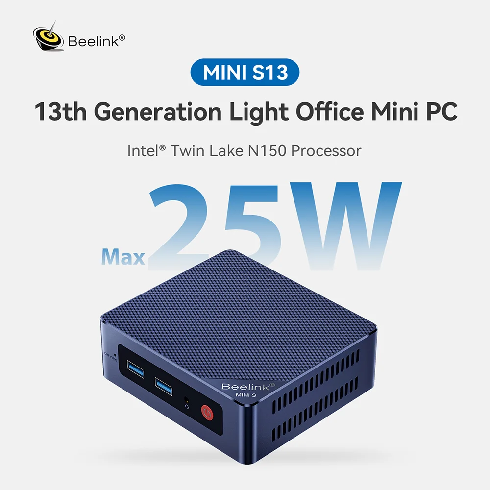 Мини-ПК Beelink MINI S13 Intel Twin Lake N150 16 ГБ DDR4 500 SSD Wi-Fi6 1000M LAN Настольный мини-компьютер