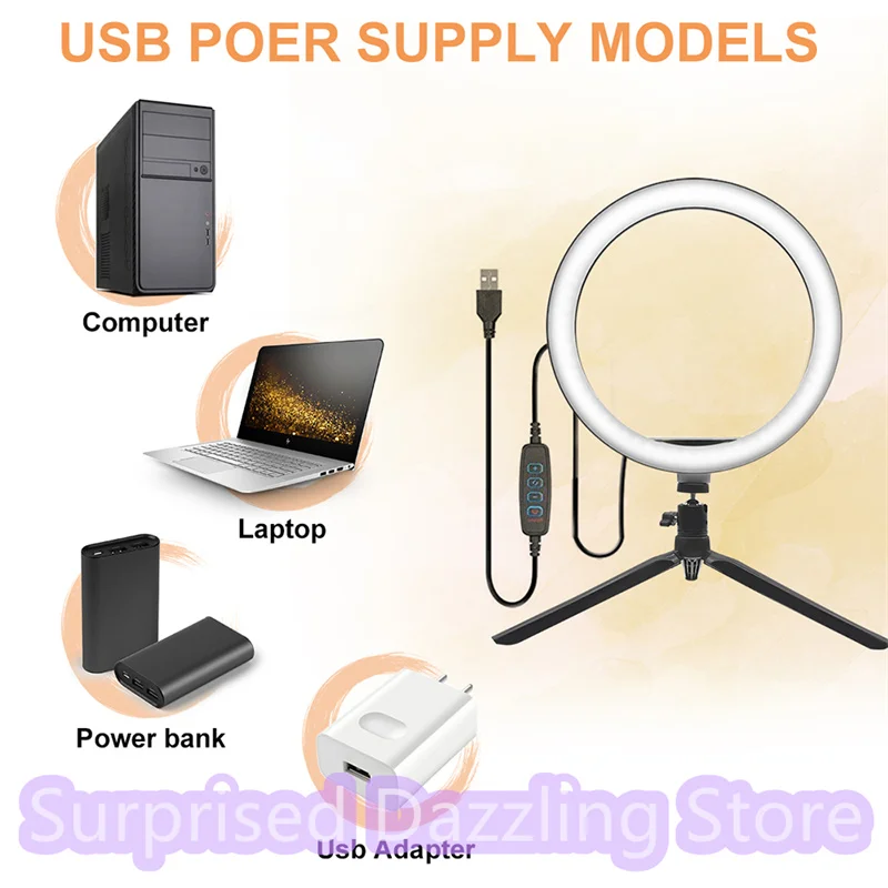 

2022 Tiktok Hot Popular Universal 10 Inch Desktop LED Selfie Ring Light Photography Video with Tripod Stand for Makeup